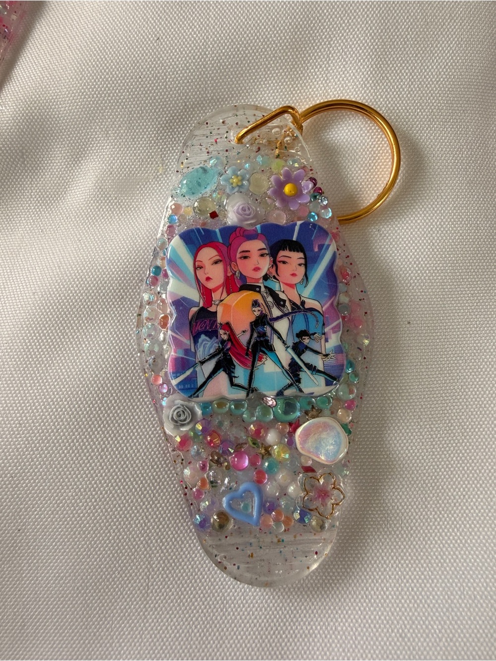 K Pop Beaded Keychain with Colorful Pop Art Insert